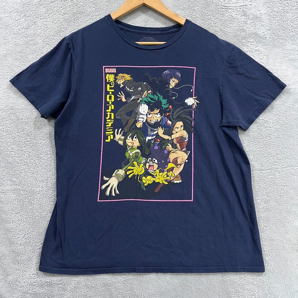 My Hero Academia T-Shirt Mens Large Blue Anime Deku Funimation Manga Graphic Tee